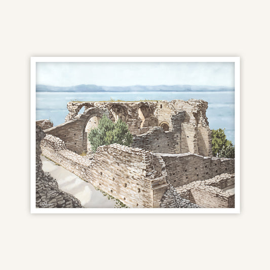 Lake Garda art print featuring the Grottoes of Catullus