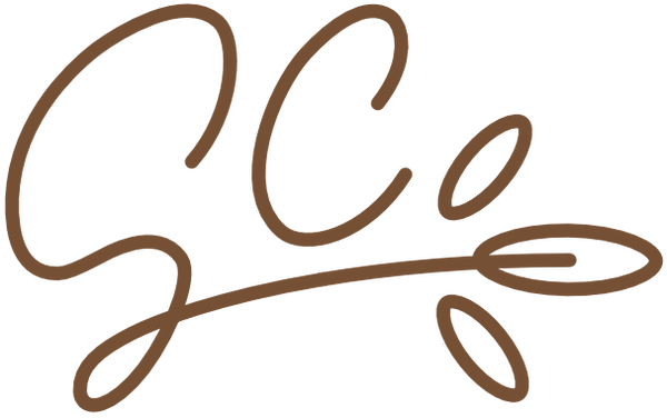 Logo featuring the initials "S" and "C" alongside three olive leaves in dark brown line art