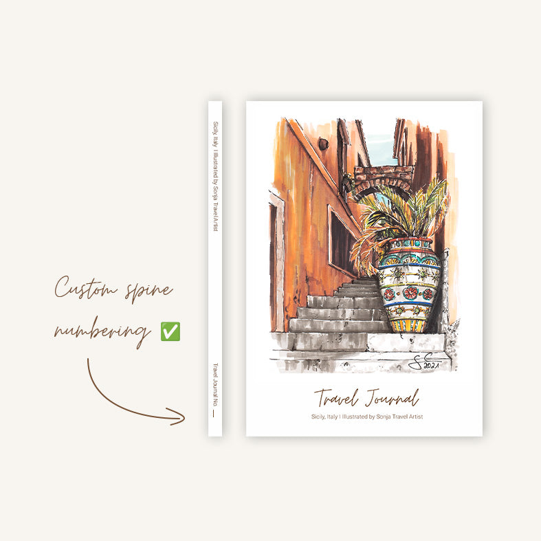 Reisetagebuch Italien, Sizilien, zum Personalisieren und Nummerieren