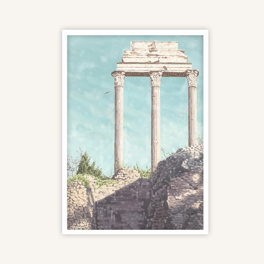 Rome art print featuring a Roman temple