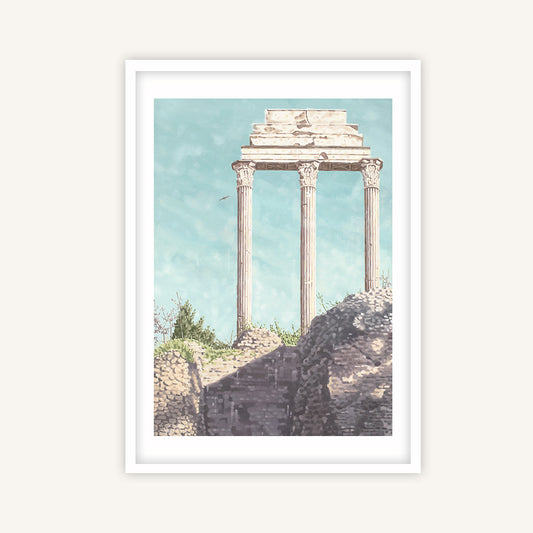 Rome art print featuring a Roman temple