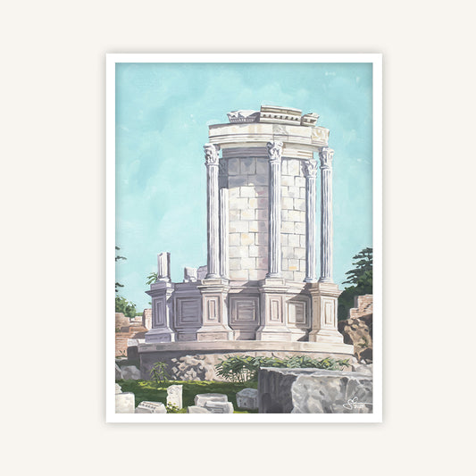 Rome art print featuring a marble temple