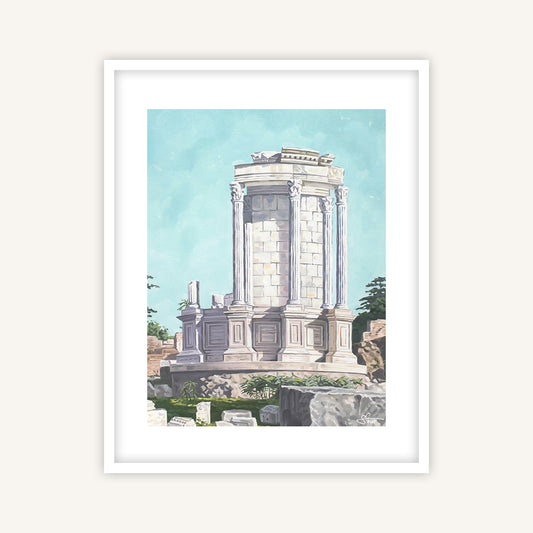 Rome art print featuring a marble temple