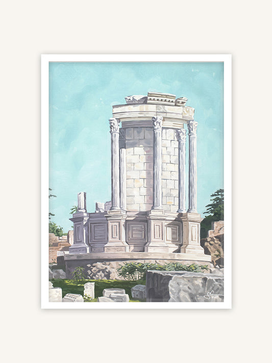 Rom Tempel Kunstdruck, Forum Romanum Architektur, Italien Poster in weißem Rahmen