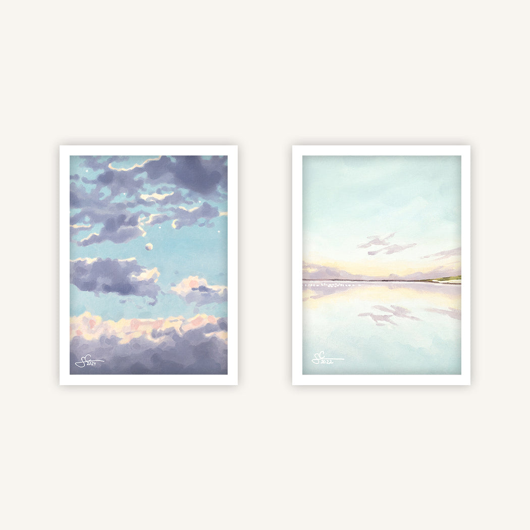 Florence pastel sky and Dutch coast at blue hour, fine art print bundle