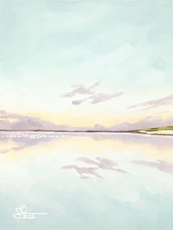 Ruhiges Meer Wandbild, stille Küstenlandschaft, Ölgemälde mit Meeresmotiv