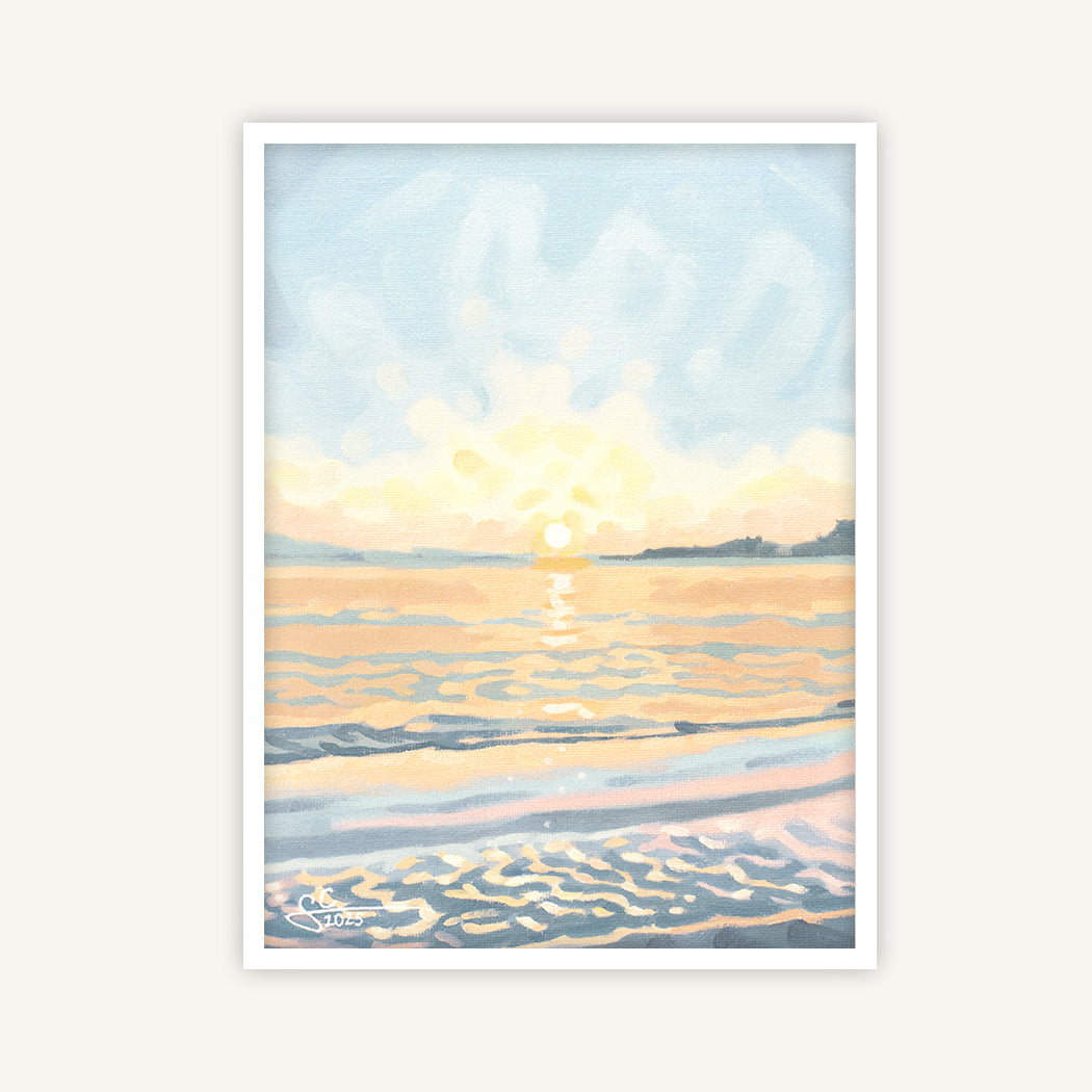 Tuscany beach at blue hour with sandy shoreline, fine art print