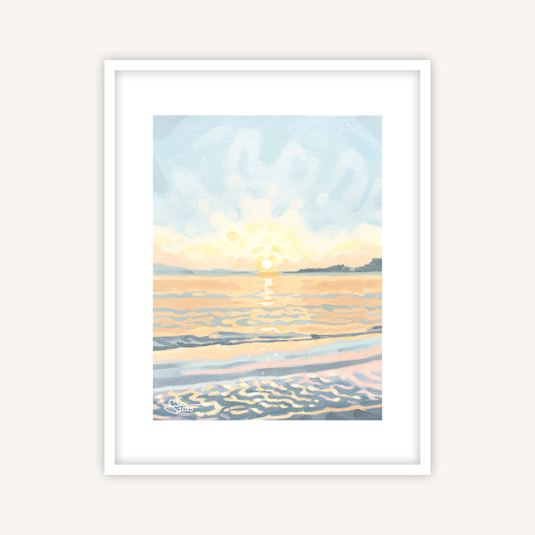 Tuscany beach at blue hour with sandy shoreline, fine art print