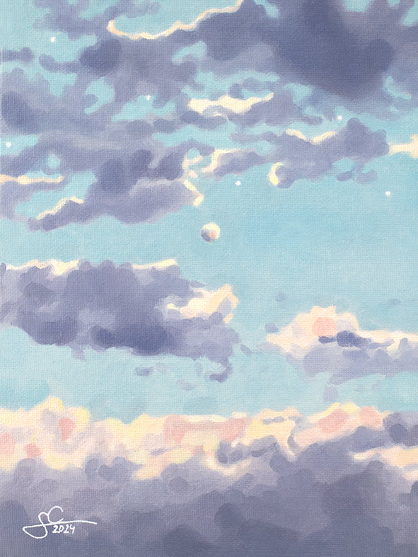 Florenz Himmel Kunstdruck, Abendhimmel über Italien, handgemaltes Ölgemälde