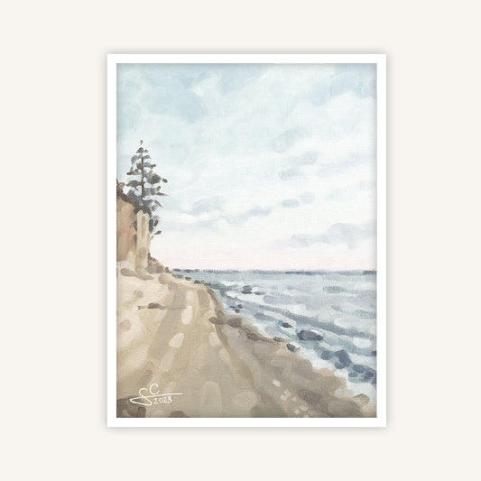 Quiet beach and sea art print
