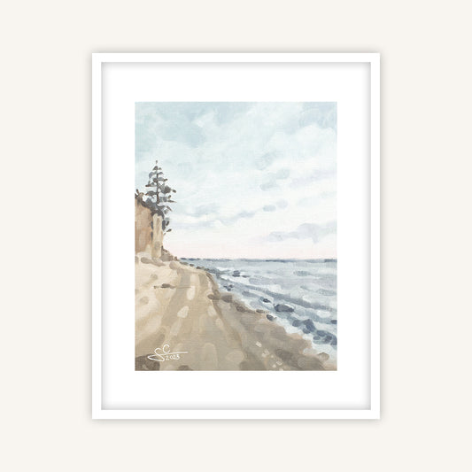 Quiet beach and sea art print