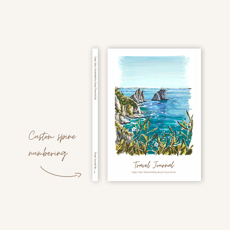 Capri Italy travel journal A5, spine detail