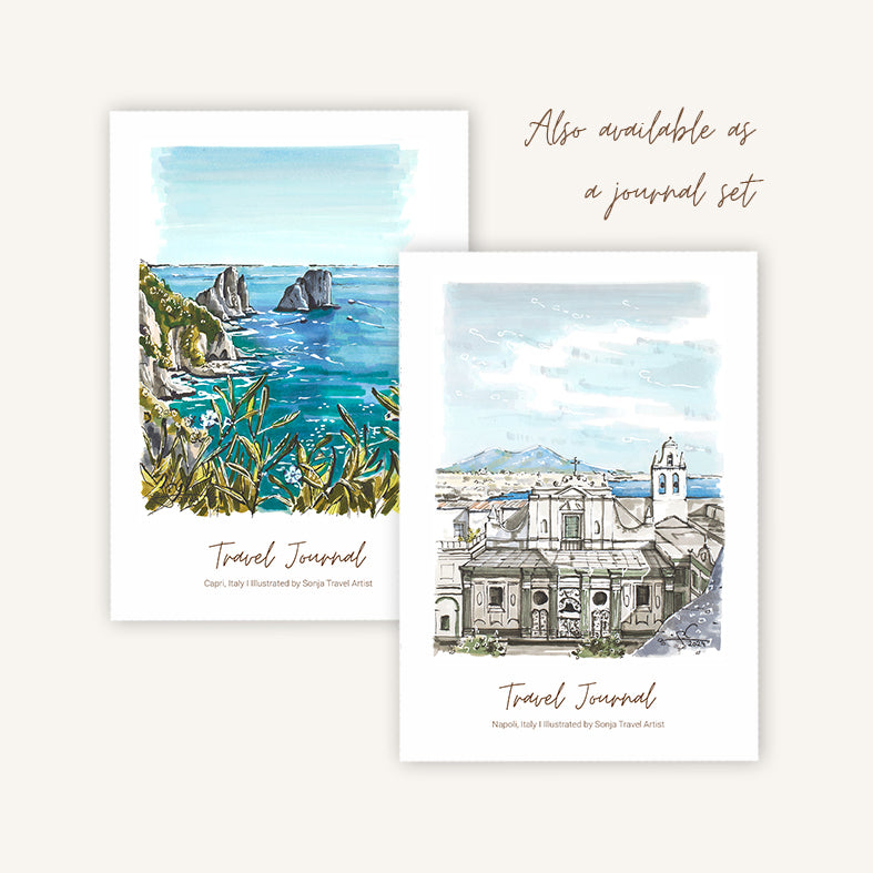 Capri and Naples travel journal bundle A5, covers