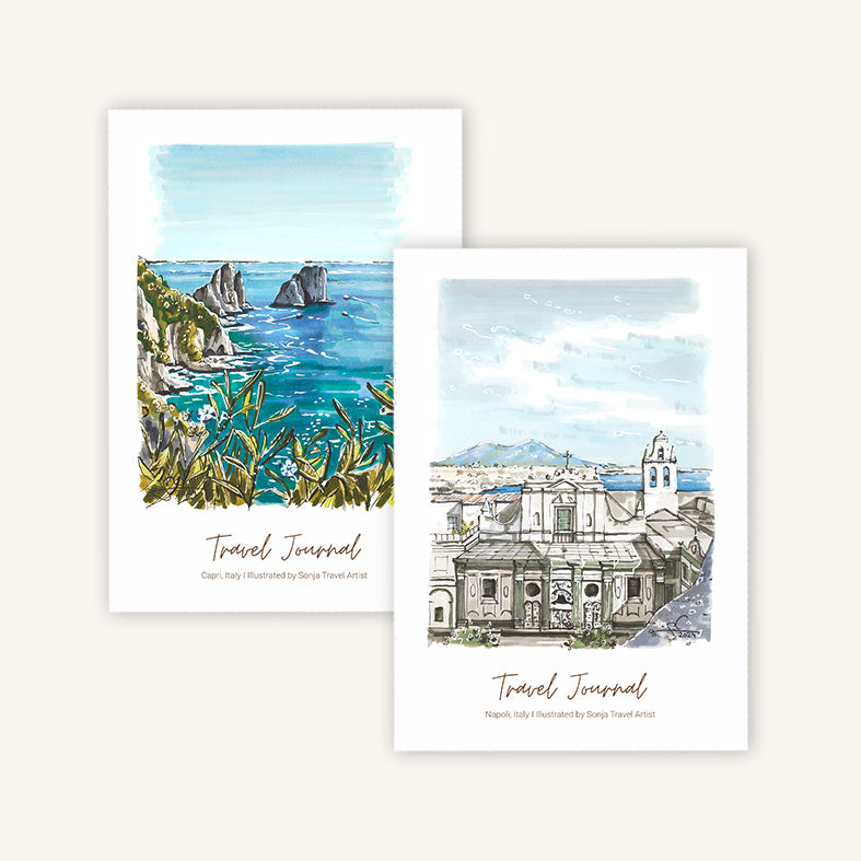 Capri and Naples travel journal bundle A5, covers